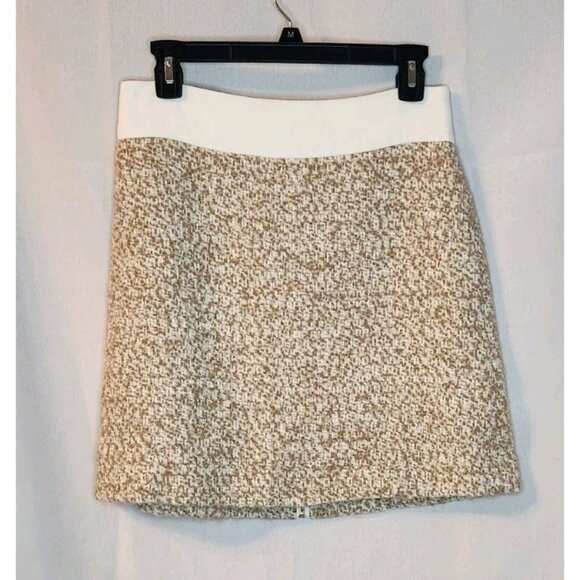 Club Monaco Tweed Front Zipper Mini Skirt Beige Ivory Wool Size 4 - Picture 1 of 4